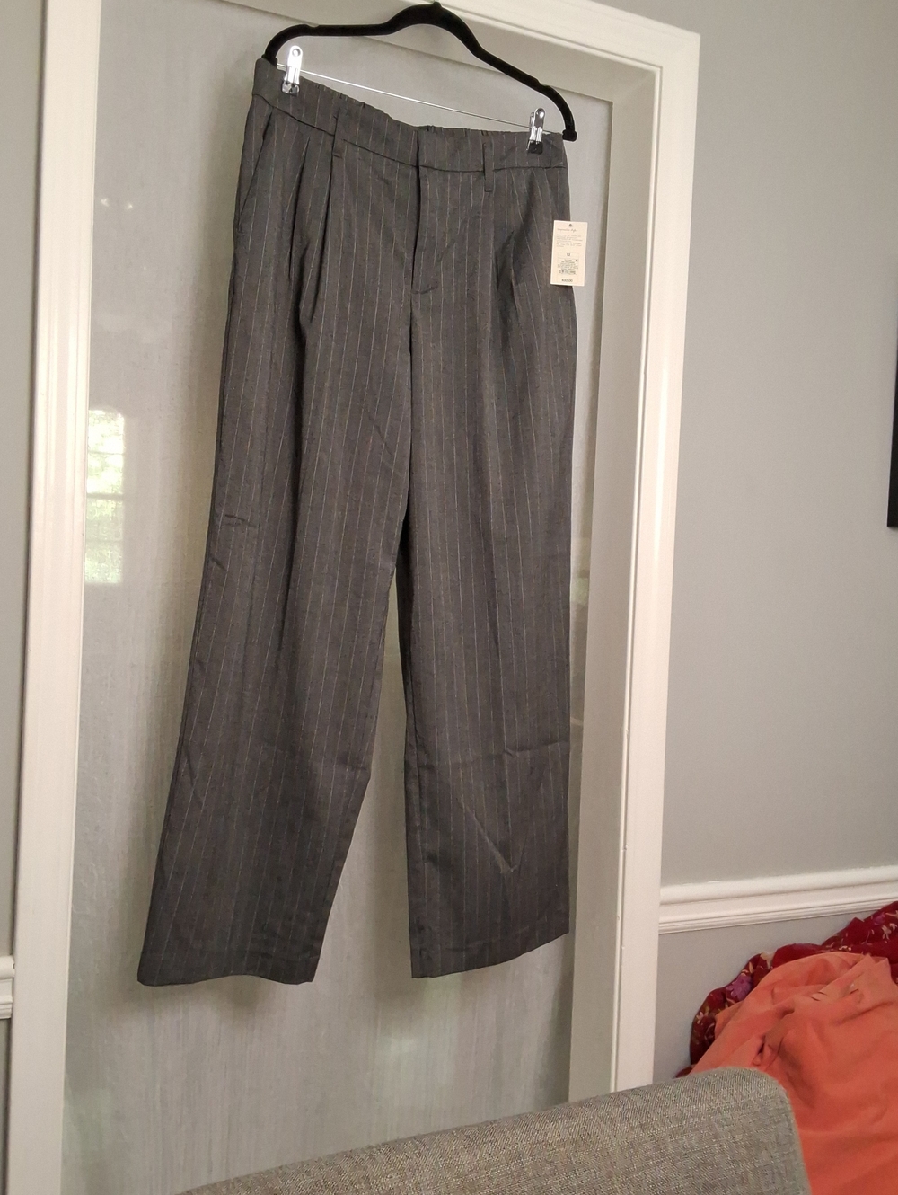 Women Gray Pinstripe Dress Pants